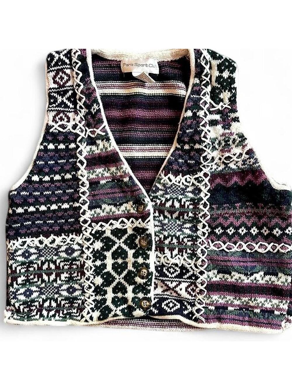90s Vintage Fair Isle Sweater Vest – Cottagecore Knit M